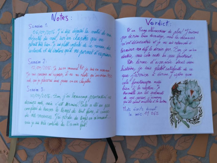 carnet de bord d'écriture page de mois