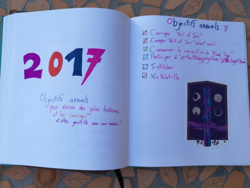 carnet de bord d'écriture page d'année